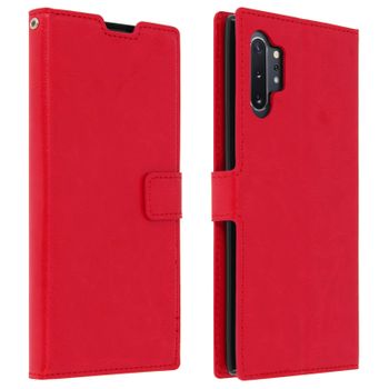 Funda Cartera Vintage F. Soporte Para Samsung Galaxy Note 10 Plus – Rojo