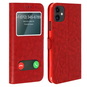 Funda Iphone 11 Libro Con Doble Ventana – Rojo