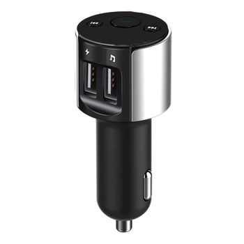 Transmisor Fm Bluetooth Y Cargador Coche Usb, Micrófono - Negro