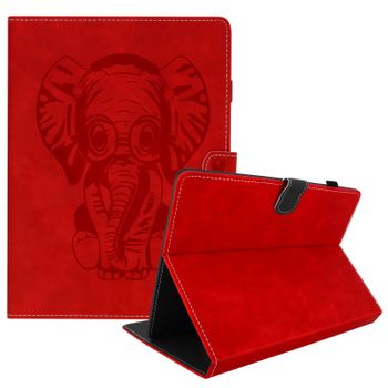 Funda Tablets 10 Pulgadas F. Soporte Monedero Diseño Elefante – Rojo