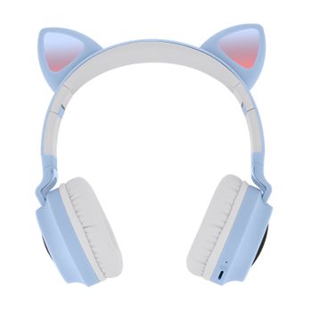 Cascos Estéreo Bluetooth 5.0 Diseño Gatito Con Luces Autonomía 12h - Violeta