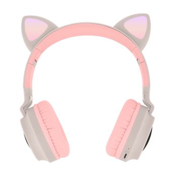 Cascos Estéreo Bluetooth 5.0 Diseño Gatito Con Luces Autonomía 12h - Beige