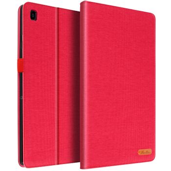 Funda Samsung Galaxy Tab A7 10.4 2020 De Tela, Cartera Y Soporte, Canvas - Rojo