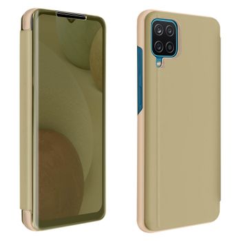 Funda Samsung Galaxy A12 Efecto Espejo Translúcida F.soporte - Oro