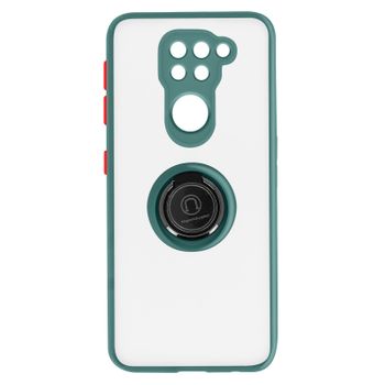 Funda Carcasa Xiaomi Redmi Note 9 Dos Materiales Anillo Metálico Soporte Verde