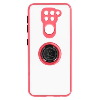 Funda Carcasa Xiaomi Redmi Note 9 Dos Materiales Anillo Metálico Soporte Rojo