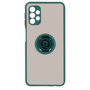 Funda Carcasa Samsung Galaxy A32 5g Dos Materiales Anillo Metálico Soporte Verde