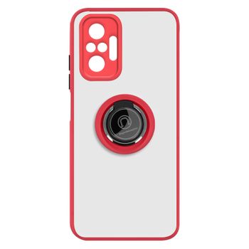 Funda Xiaomi Redmi Note 10 Pro Dos Materiales Anillo Metálico Soporte Rojo