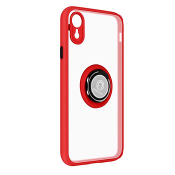 Funda Iphone Xr Dos Materiales Anillo Metálico Soporte Rojo