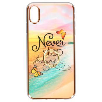 Carcasa Iphone Xs Max Anillo Sujeción Diseño Playa - Naranja