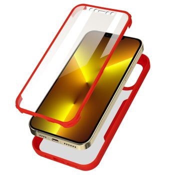 Funda Iphone 13 Pro Plexiglas Polímero Esquinas Reforzadas Contorno Rojo