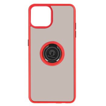 Funda Carcasa Apple Iphone 13 Pro Dos Materiales Anillo Metálico Soporte Rojo