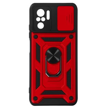 Funda Xiaomi Redmi Note 10 Pro Tapa Cámara Anillo Soporte Vídeo Rojo