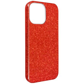 Funda Iphone 13 Pro Purpurina Extraíble Silicona Semirrígida Rojo