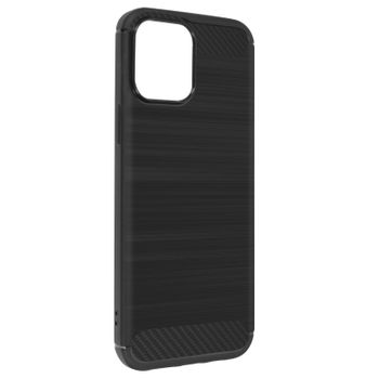 Funda Iphone 13 Pro Max Esquinas Reforzadas Carbono Efecto Cepillado Negro