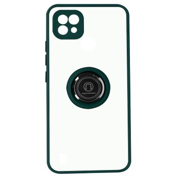 Funda Realme C21 Dos Materiales Anillo Metálico Soporte Verde