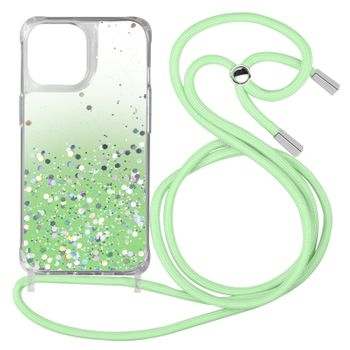 Funda Iphone 13 Pro Max Purpurina Correa Extraíble - Degradado Verde