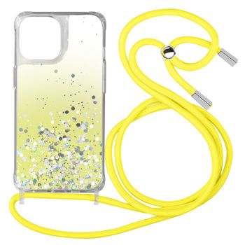 Funda Iphone 13 Pro Max Purpurina Correa Extraíble - Degradado Amarillo