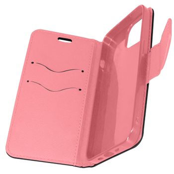 Funda Iphone 13 Pro Cuero Safián Tarjetero Soporte Vídeo Negro Rosa