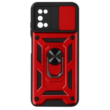 Funda Samsung Galaxy A03s Tapa Cámara Anillo Soporte Vídeo Rojo