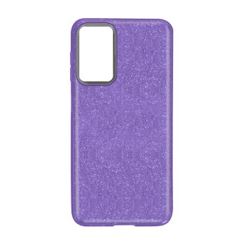 Funda Samsung Galaxy A03s Purpurina Extraíble Silicona Semirrígida Morado