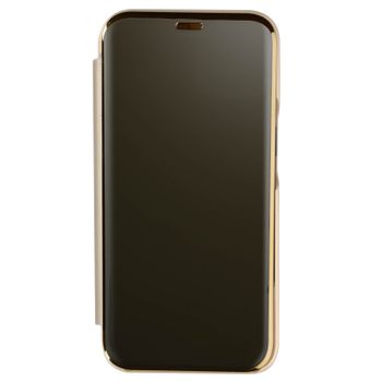 Funda Iphone 13 Pro Cierre Translúcido Espejo Soporte Dorado