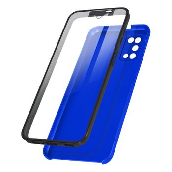 Funda Galaxy A03s Parte Trasera Rígida Azul Delantera Flexible Transparente