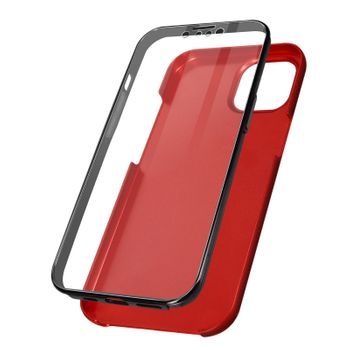 Funda Iphone 13 Pro Parte Trasera Rígida Rojo Delantera Flexible Transparente