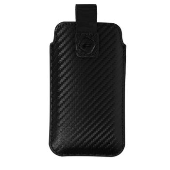 Funda Cinturón Smartphone Efecto Carbono Lengüeta Pull-up Xxl Forcell Negro