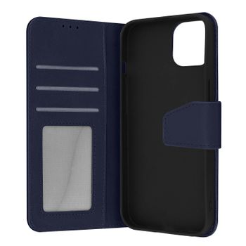 Funda Apple Iphone 13 Cuero Premium Tarjetero Función Soporte Vídeo Azul