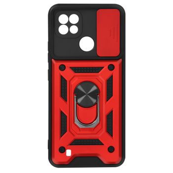 Funda Realme C21 Y C11 2021 Cubierta De Cámara Y Anilla De Soporte De Vídeo Rojo