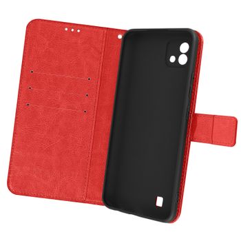 Funda Realme C11 2021 Tarjetero Soporte De Vídeo Cierre Magnético Rojo