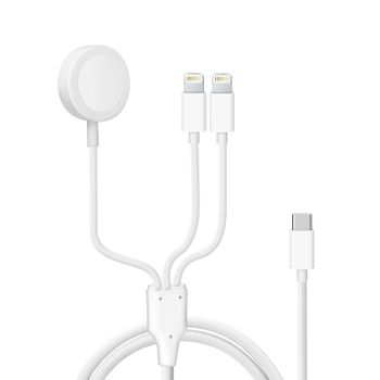 Cable Usb-c A 2x Lightning Y Cargador Magnético Intensidad 2a Blanco