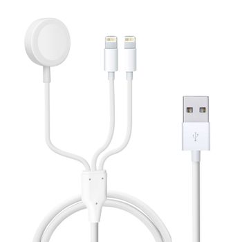 Cable Usb A 2x Lightning Y Cargador Magnético De 2a Blanco