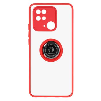Carcasa Xiaomi Redmi 10c Bimaterial Anillo Metálico Soporte De Vídeo Rojo