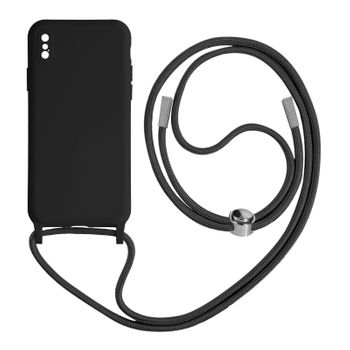 Funda Cordón Iphone Pro Max Semirrígida Collar Bandolera 80cm Negro
