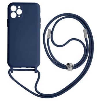 Funda Cordón Iphone Pro Max Semirrígida Collar Bandolera 80cm Azul