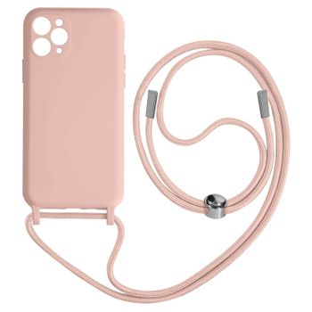 Funda Cordón Iphone Pro Max Semirrígida Collar Bandolera 80cm Rosa