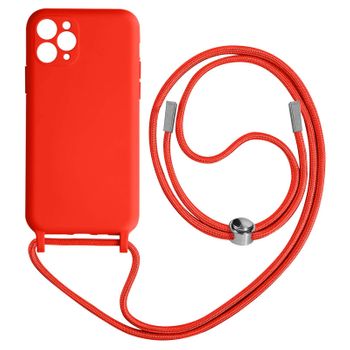 Funda Cordón Iphone Pro Max Semirrígida Collar Bandolera 80cm Rojo