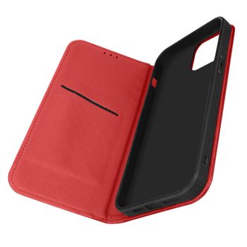 Funda Iphone 14 Cuero Solapa Tarjetero Soporte Vídeo Rojo