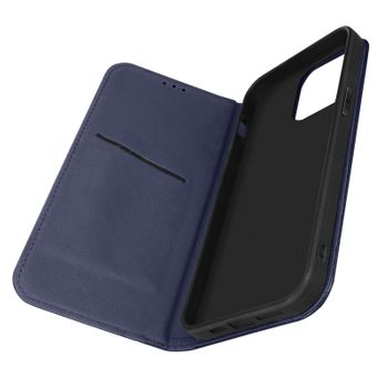 Funda Iphone 14 Pro Max Cuero Solapa Tarjetero Soporte Vídeo Azul Oscuro