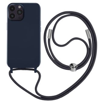 Carcasa Cordón Iphone 14 Pro Semi Rígida Con Collar 80 Cm Azul
