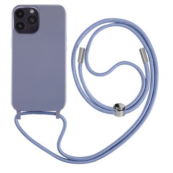 Carcasa Cordón Iphone 14 Pro Max Semi Rígida Con Collar 80 Cm Violeta