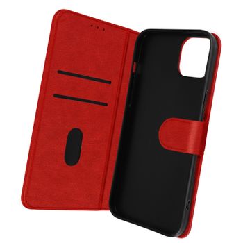 Funda Iphone 14 Solapa Tarjetero Función Soporte Vídeo Rojo