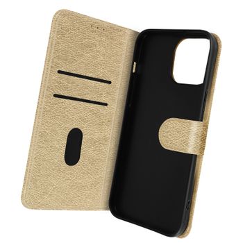 Funda Iphone 14 Pro Solapa Tarjetero Función Soporte Vídeo Dorado