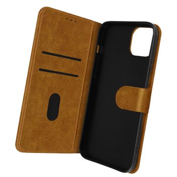 Funda Iphone 14 Plus Solapa Tarjetero Función Soporte Vídeo Marrón