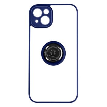 Carcasa Iphone 14 Bimaterial Anilla Metálica Soporte Vídeo Azul