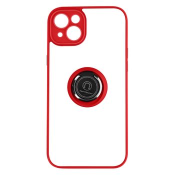 Carcasa Iphone 14 Bimaterial Anilla Metálica Soporte Vídeo Rojo