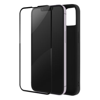 Carcasa Iphone 14 Plus Silicona Flexible Y Cristal Templado 9h Contorno Negro