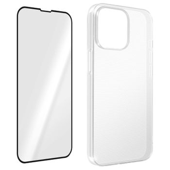 Iphone 14 Pro Silicona Flexible + Cristal Templado 9h Negro